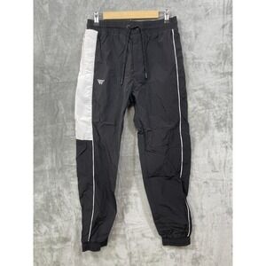 Paper Planes Nylon Joggers Men's Size Small Drawstring Waist Zip Pockets Black